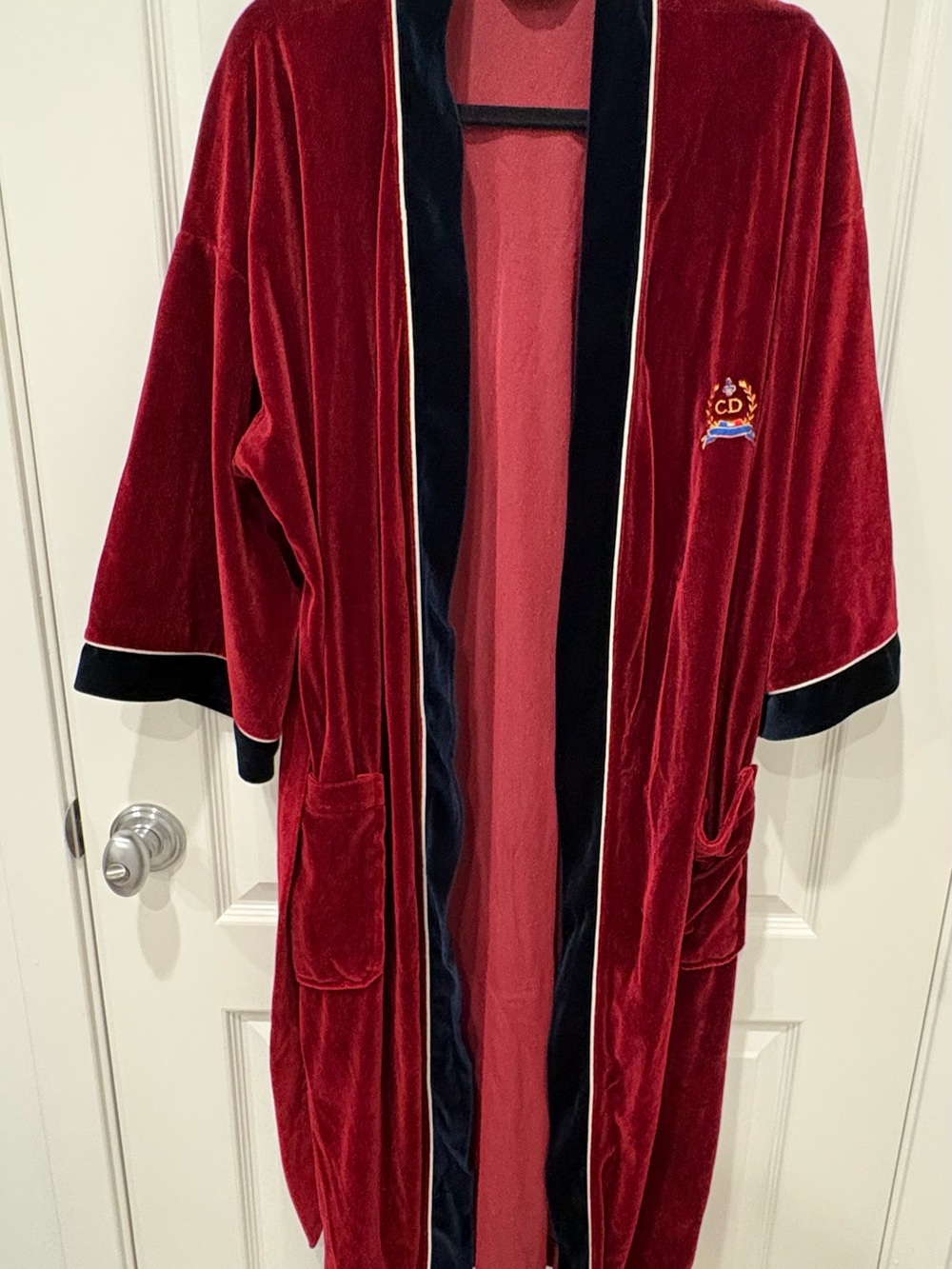 UNISEX Rare Vintage Christian Dior Monsieur Burgundy Velour Robe w/ Belt